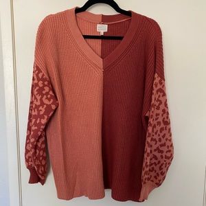 Two tone cheetah sweater